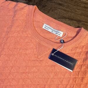 Holderness & Bourne Men's XL The Ward Sweater Peach Jacquard $185